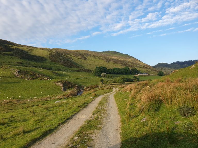 A very green landscape with a very blue sky in Wales